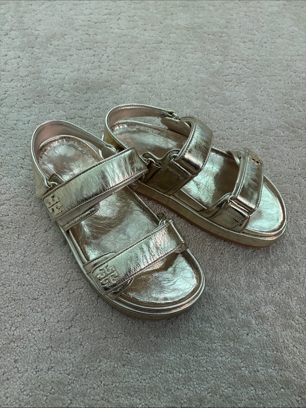 Tory Burch Metallic Gold Kira Sport Sandals